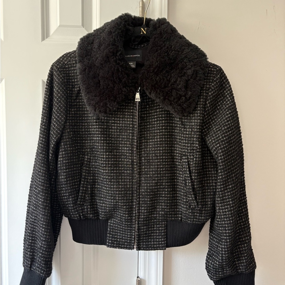 Club Monaco Mixed Media Bomber Jacket